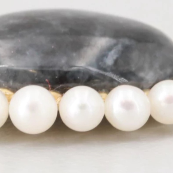 14K Yellow Gold Cultured Pearl and Jadeite Enhance - Picture 4 of 4